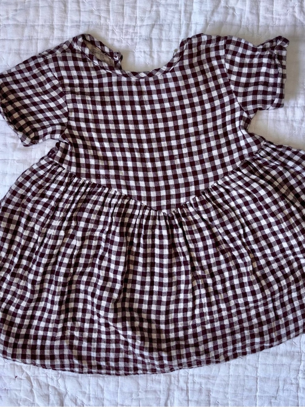 Rylee + Cru Burgundy and White Gingham Dress